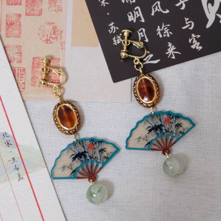 竹扇　イヤリング＆ピアス
