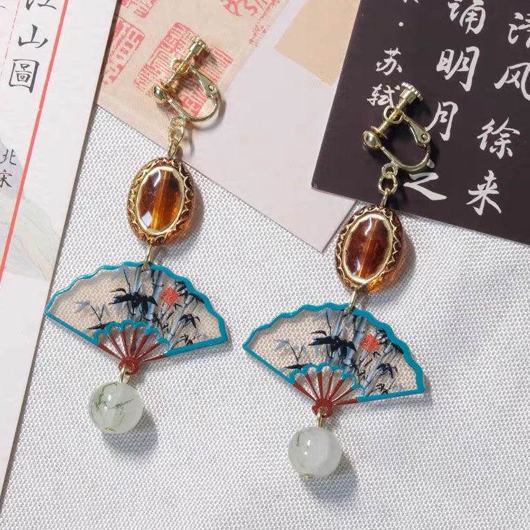 竹扇　イヤリング＆ピアス