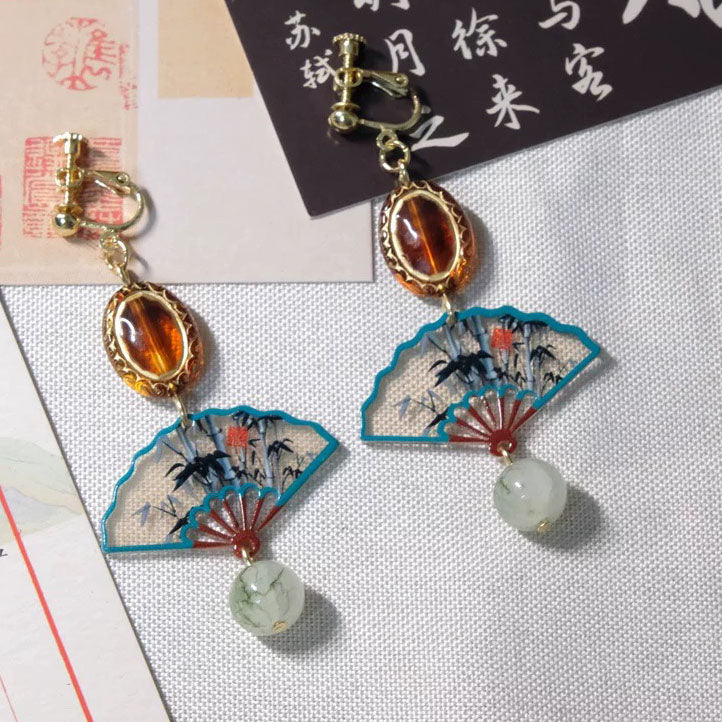 竹扇　イヤリング＆ピアス